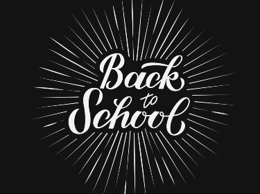  Black and white image that says "welcome back"